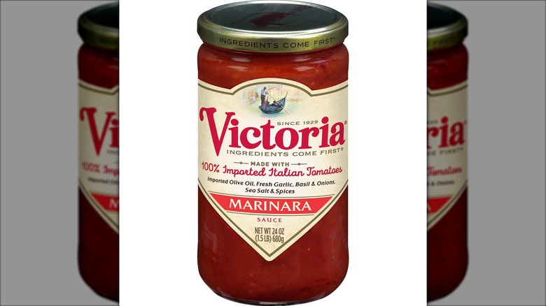 A jar of Victoria Marinara Sauce
