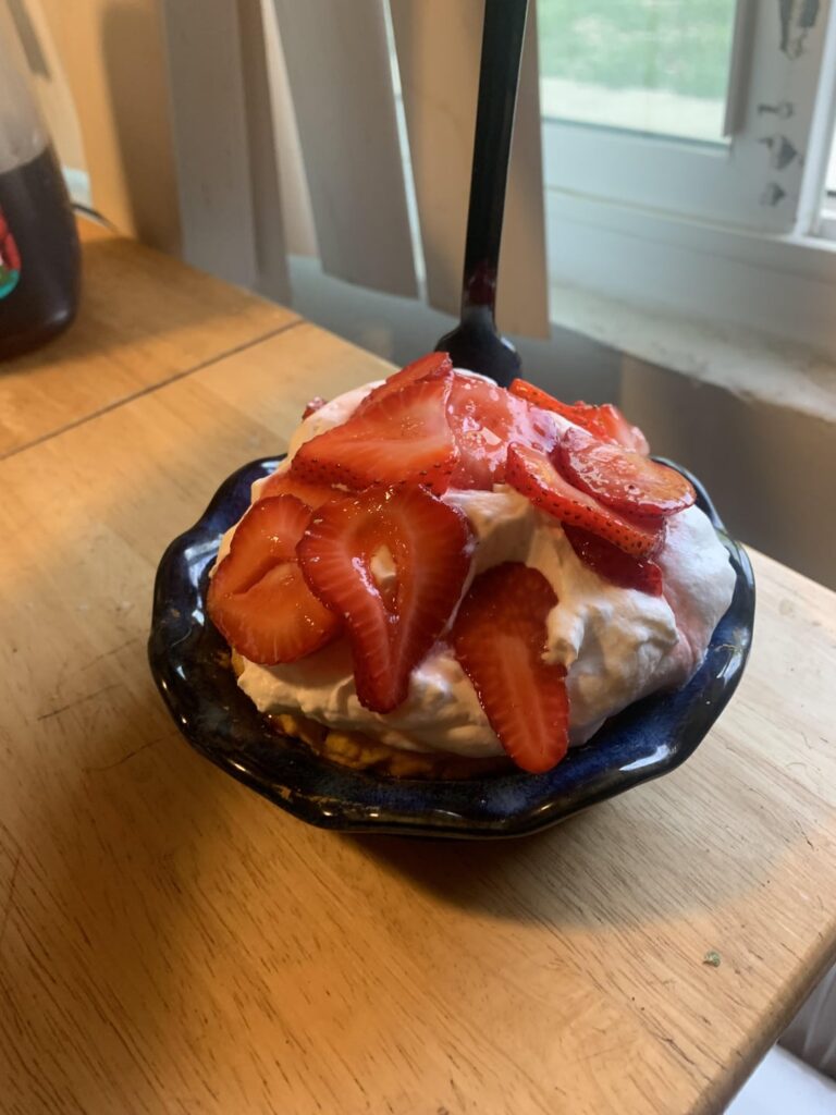 Today marks 2 years alcohol free so I made a strawberry shortcake with homemade whipped cream.