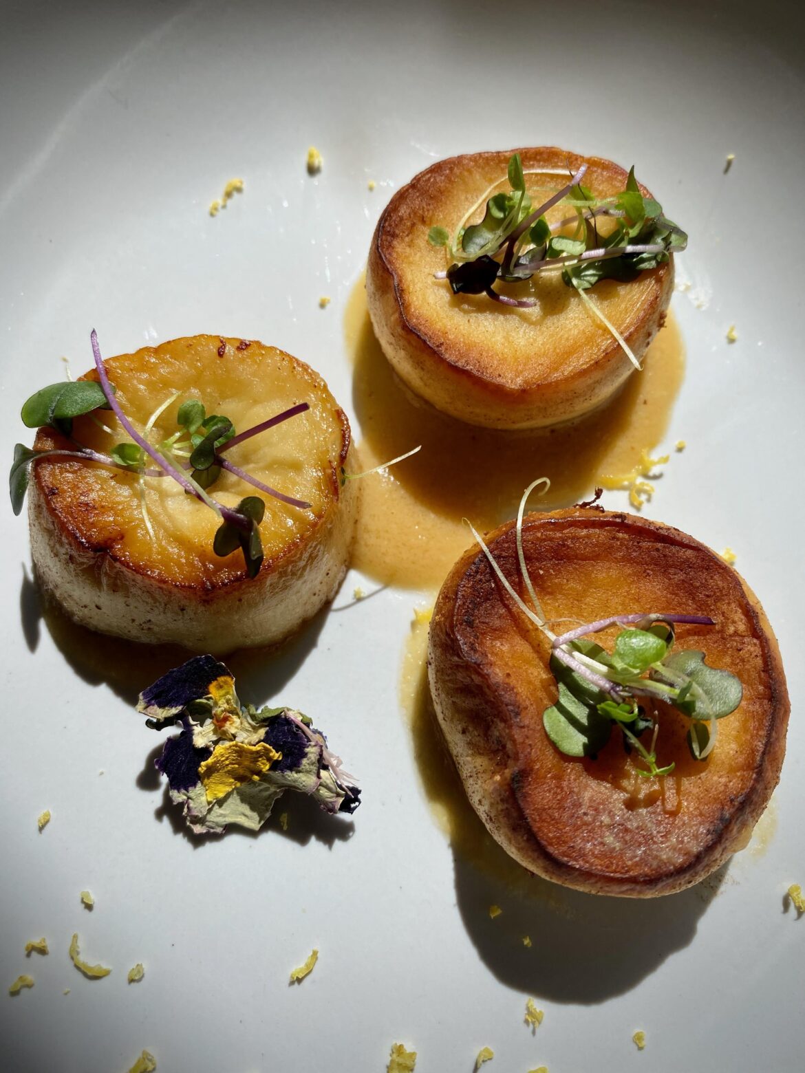 [OC] Homemade -  King Oyster Mushrooms, with Miso Sauce. - First Course.