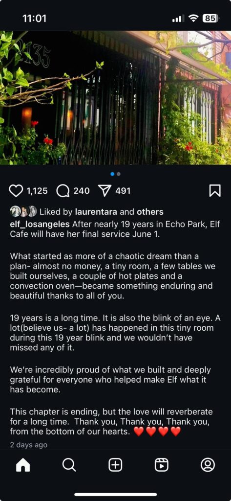 RIP Elf Cafe, closing June 1st RIP Elf Cafe, closing June 1st