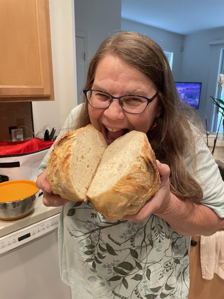 My mom’s first bake after a sourdough class at the library!