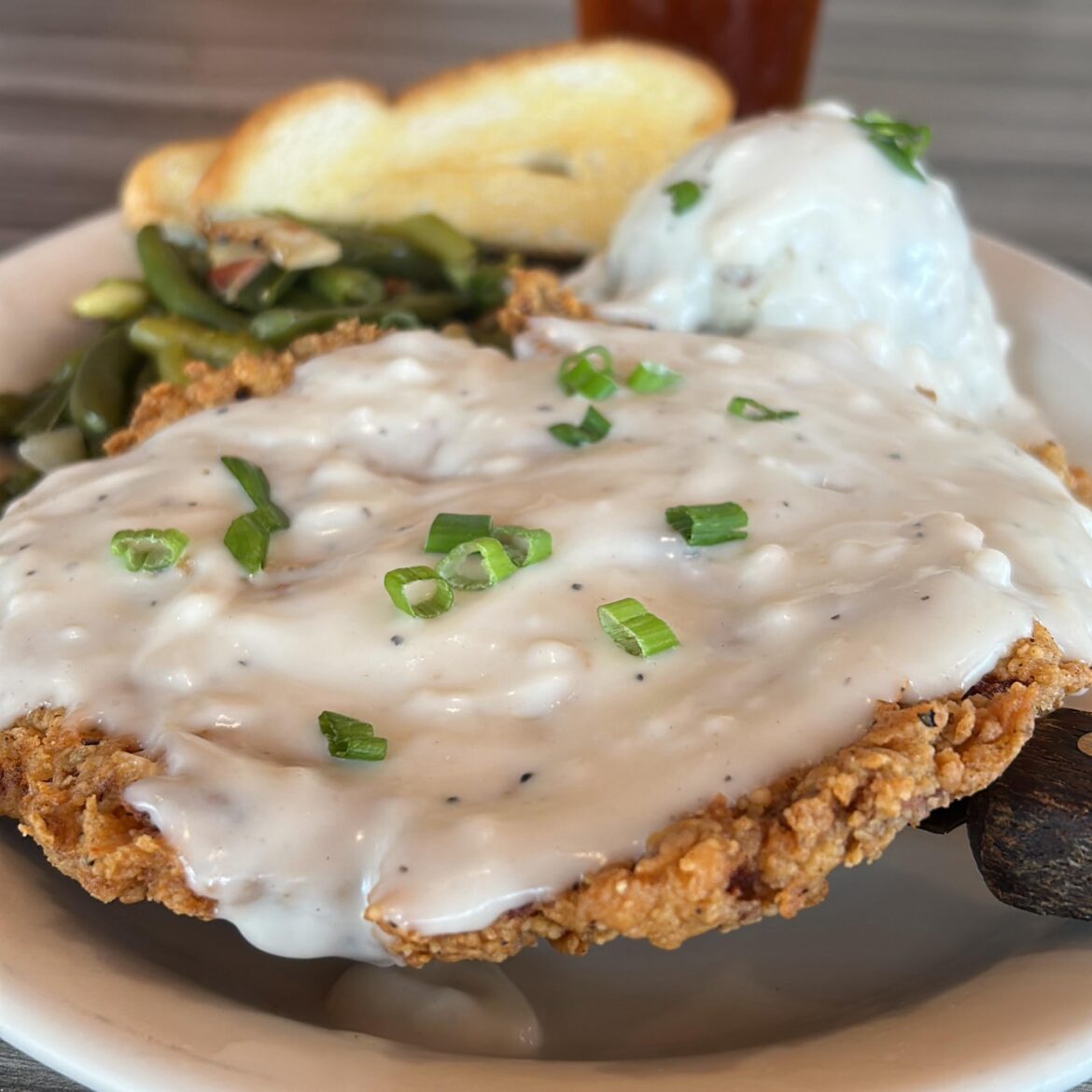 Chicken fried steak plate at Texas toast on Guadalupe