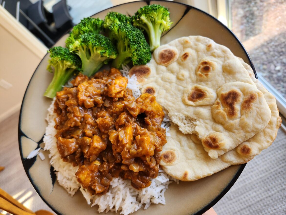 Tofu Butter "Chikn" and Homemade Naan