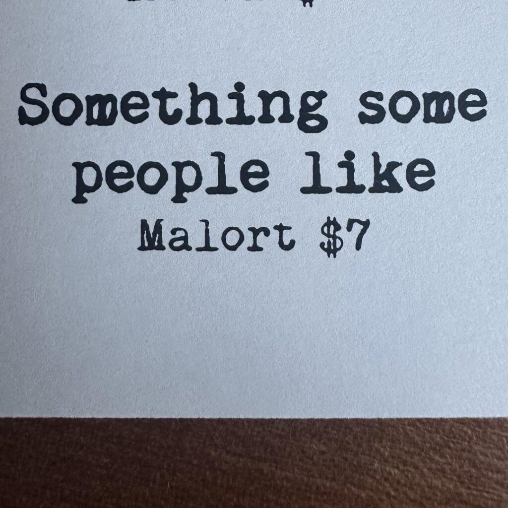 The way Offset BBQ lists Malort on their menu
