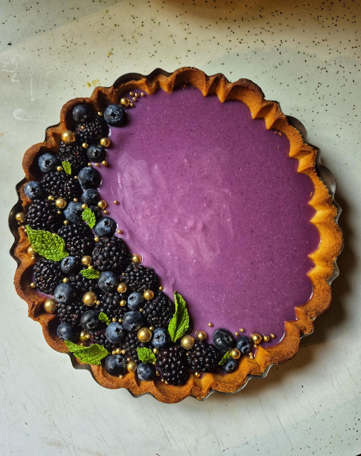My first tart! Blackberry white chocolate ganache