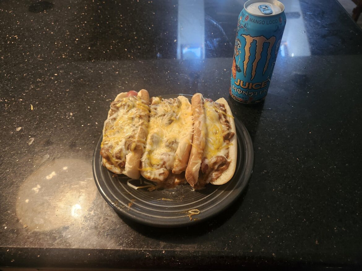 Homemade chili dogs