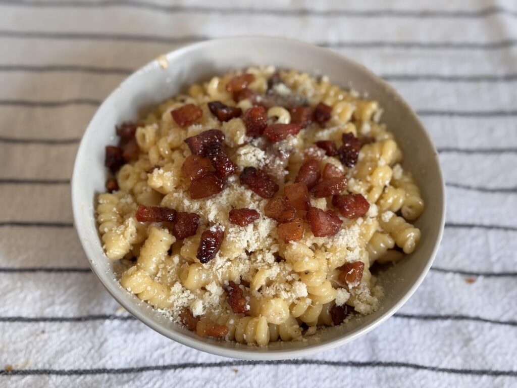 Carbonara (with improvements + an interesting pasta shape) Carbonara (with improvements + an interesting pasta shape)