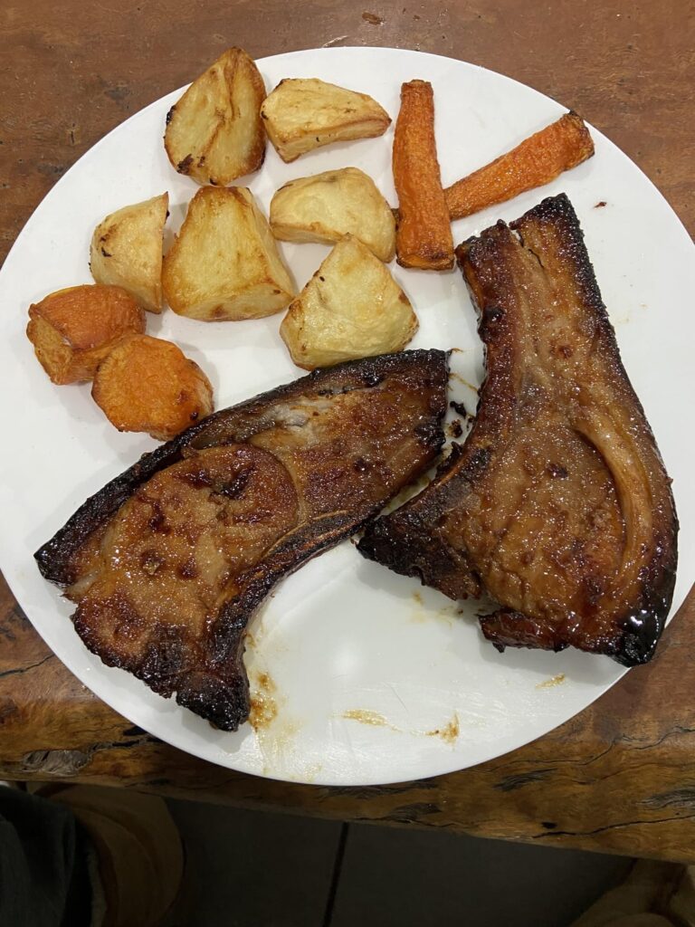 Plumb pork chops. Saturday night in Australia. Plumb pork chops. Saturday night in Australia.