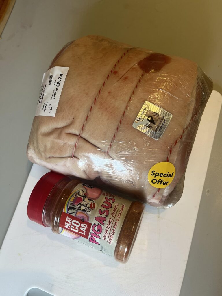 Pulled pork sandwich with potato salad