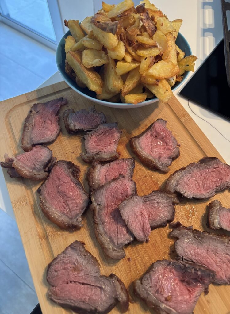 Reverse-seared Picanha and chips in its tallow