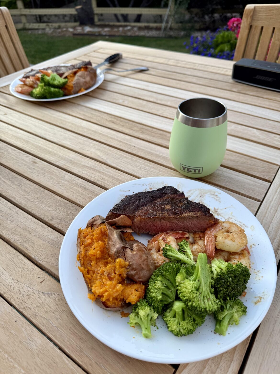 Father’s Day surf and turf in the backyard - hard to beat!