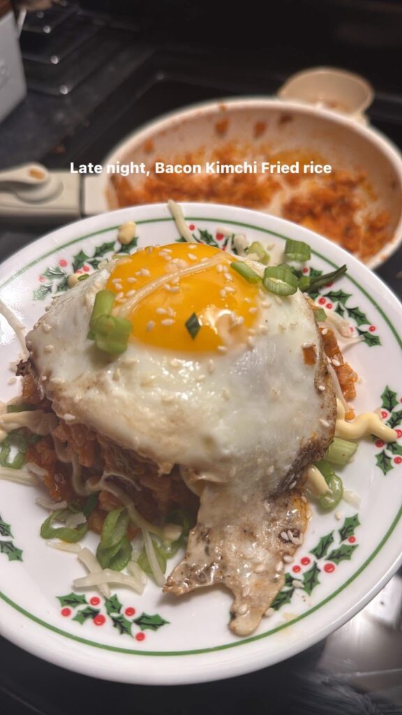 Bacon kimchi fried rice.