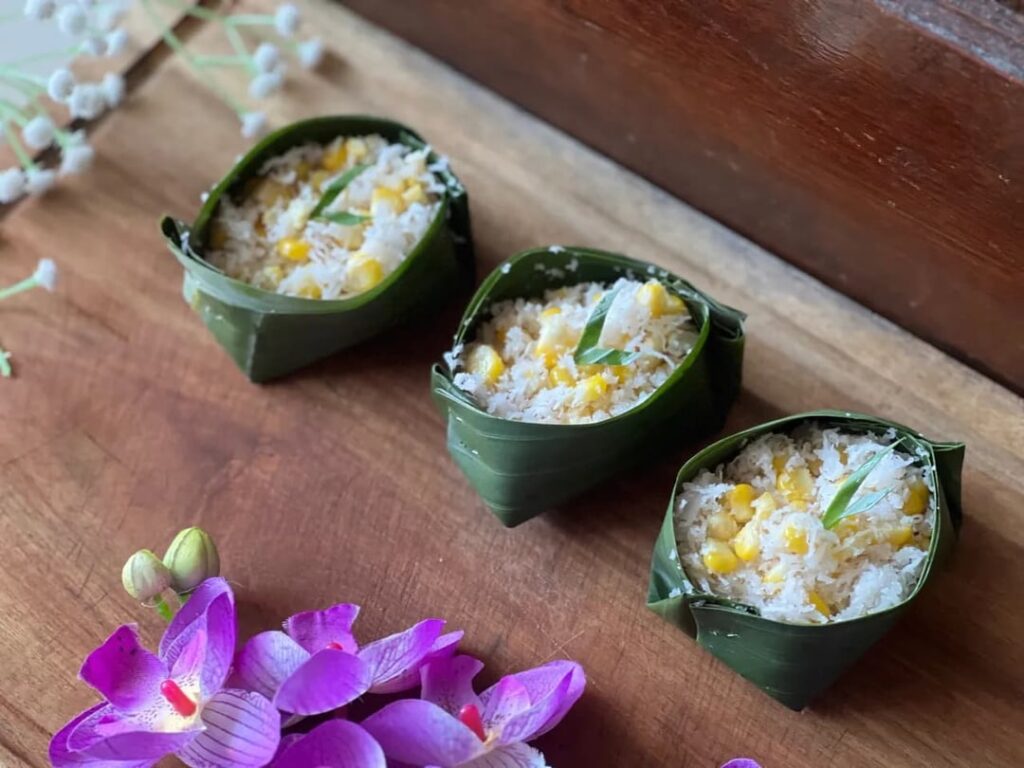 Coconut Corn with takir for breakfast recipe