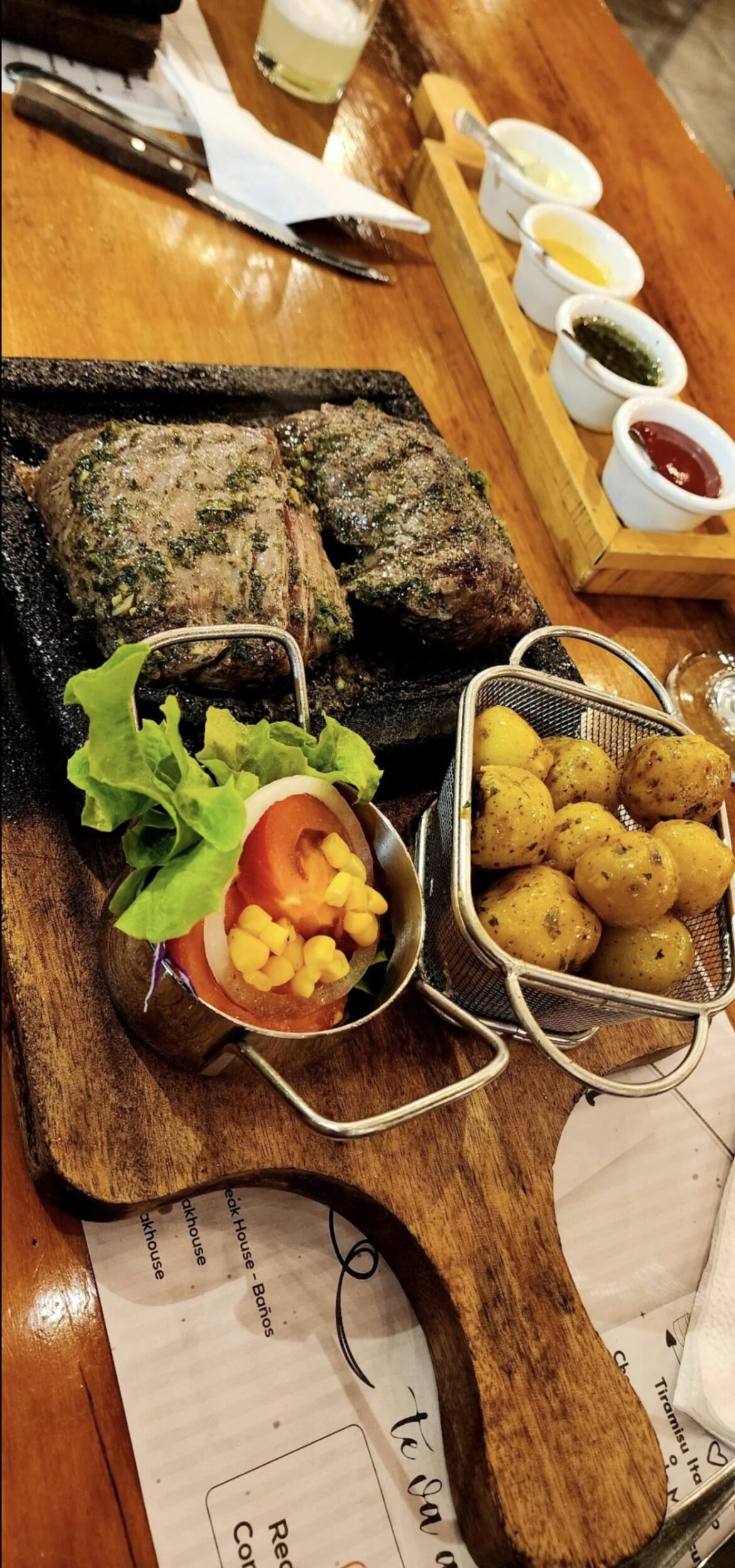 Prep food, cook, serve on a piece of burnt plastic sitting on wood?