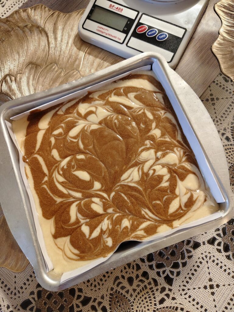 I tried baking a marble cake for the first time