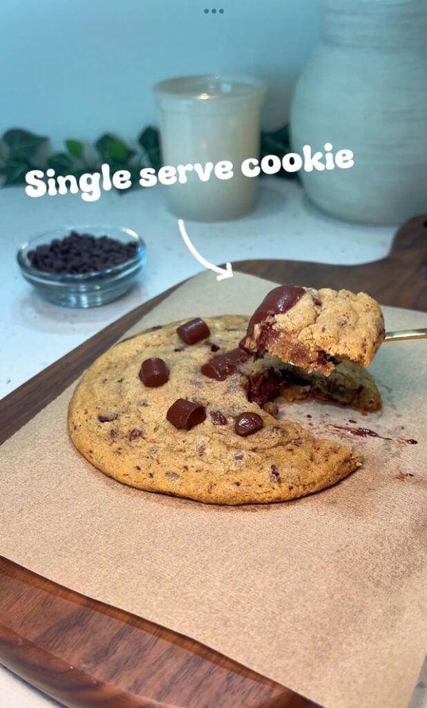 Single serve chocolate chip cookie