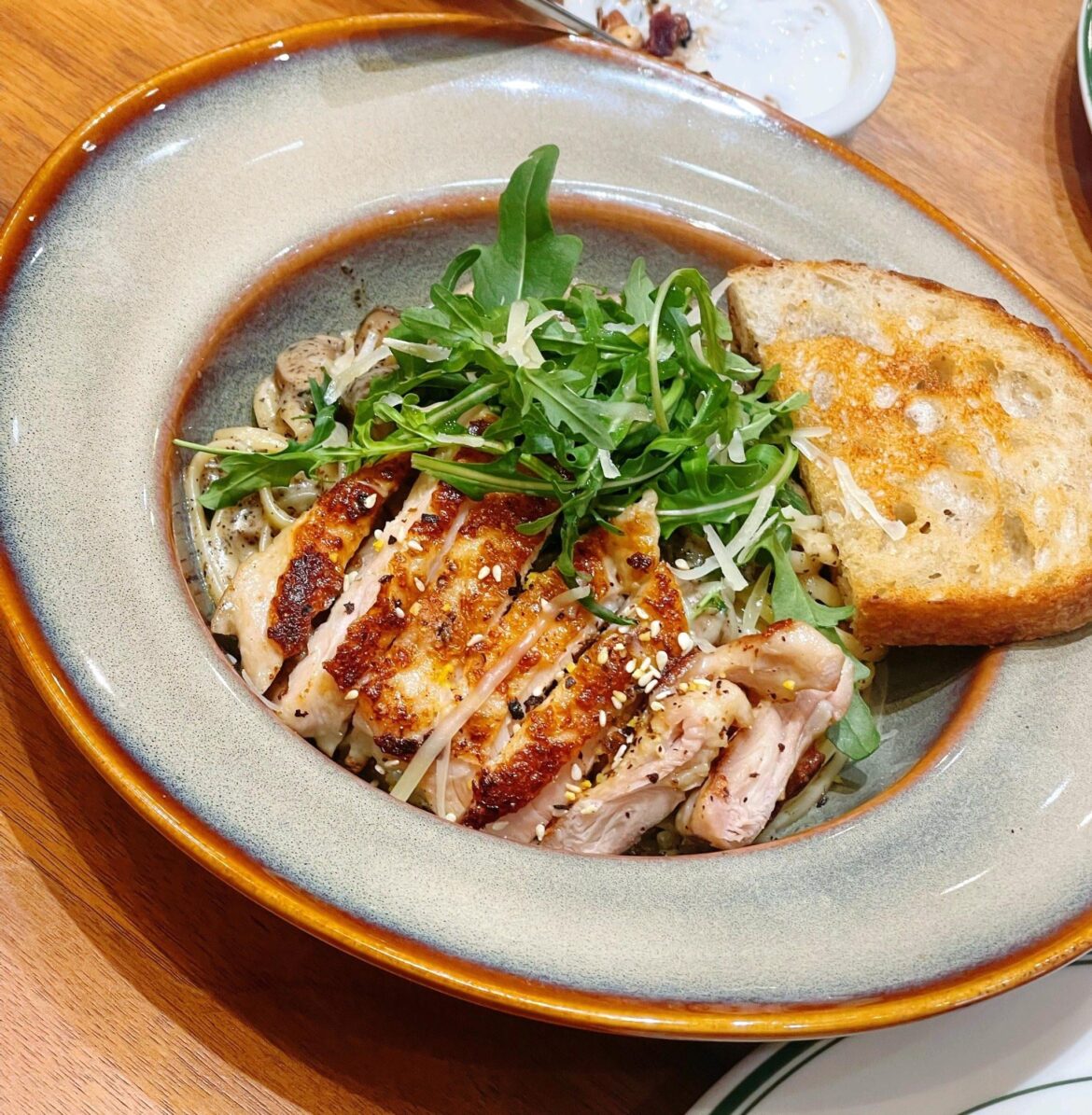 Pan-fried Chicken Pasta with Black Truffle.