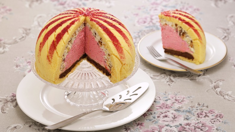 Sliced zuccotto cake