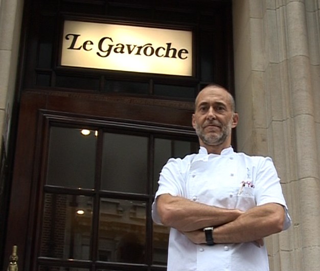 Chef Michel Roux Jr. stands outside Le Gavroche in London, U