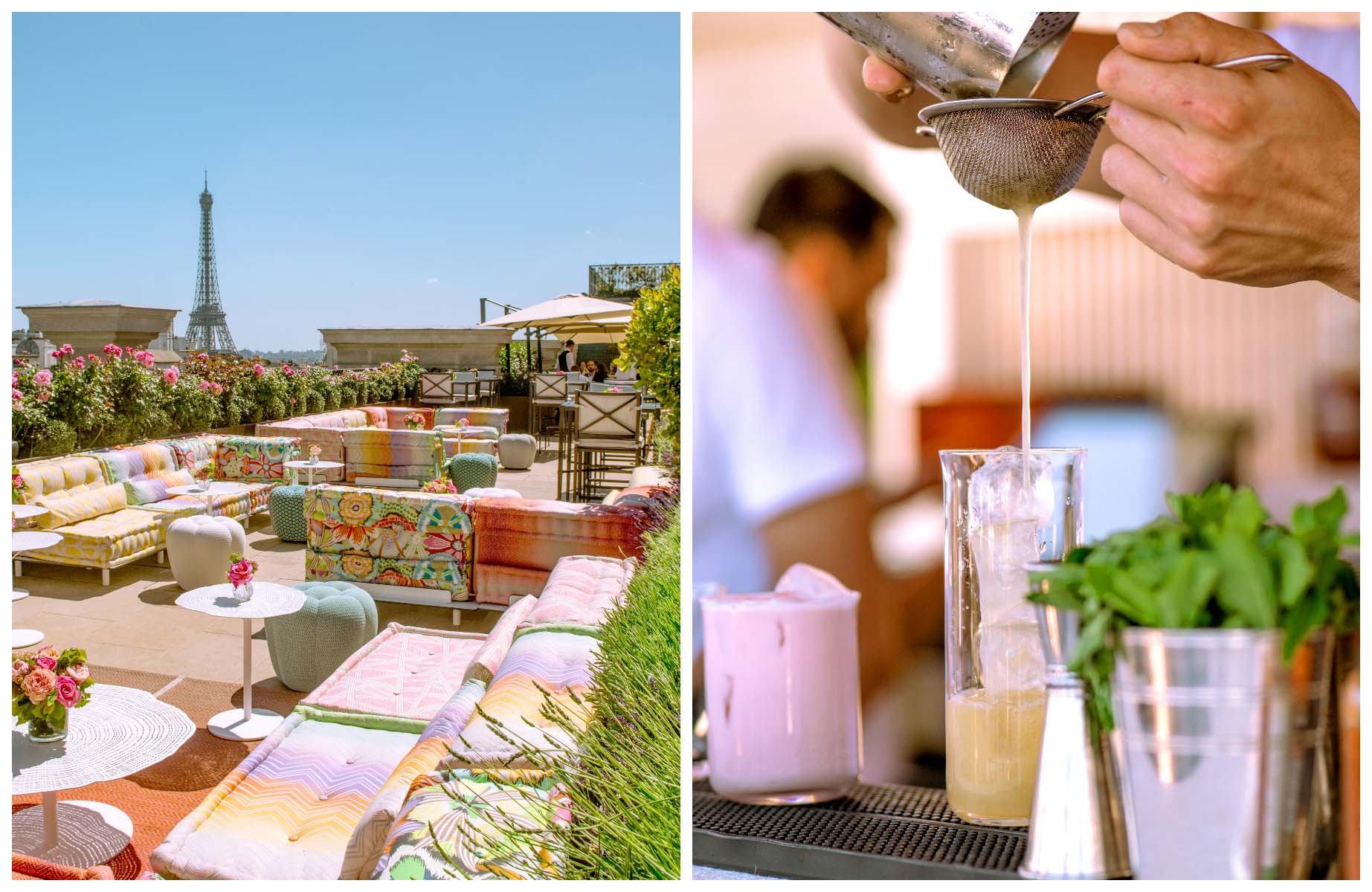 The Peninsula Paris' newly relaunched rooftop bar with Eiffel Tower views. © Maelle Saliou/The Peninsula Club