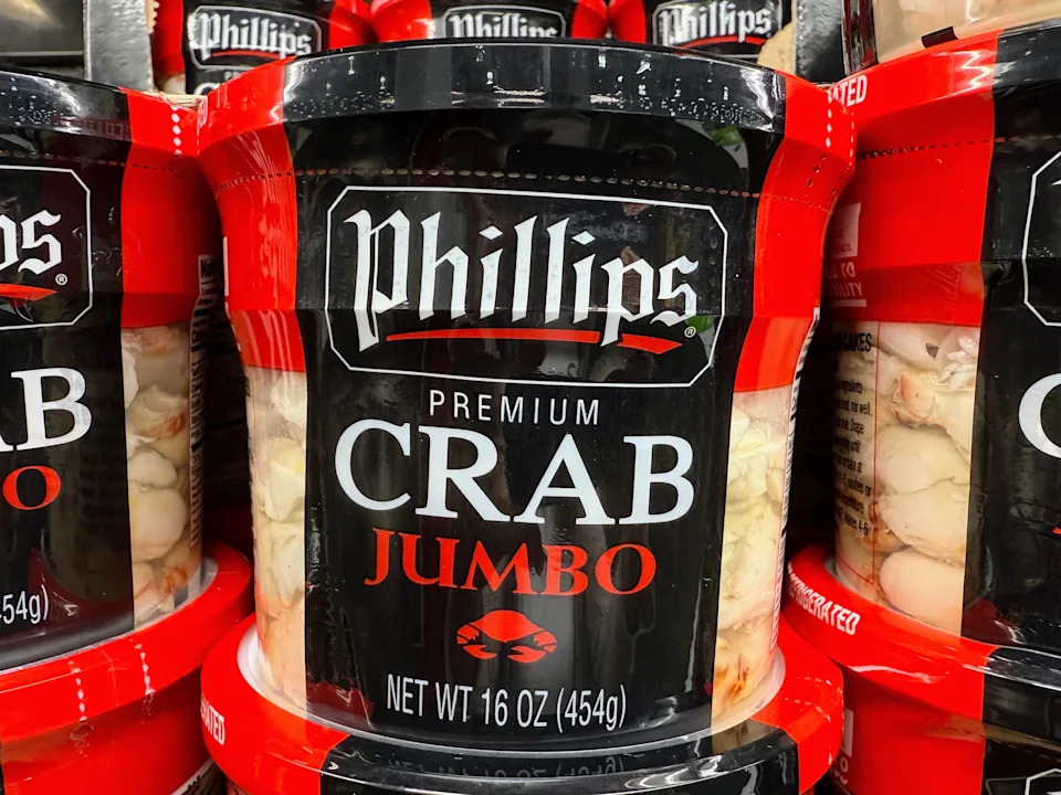 Phillips Jumbo Lump Crab Meat on display at Costco.