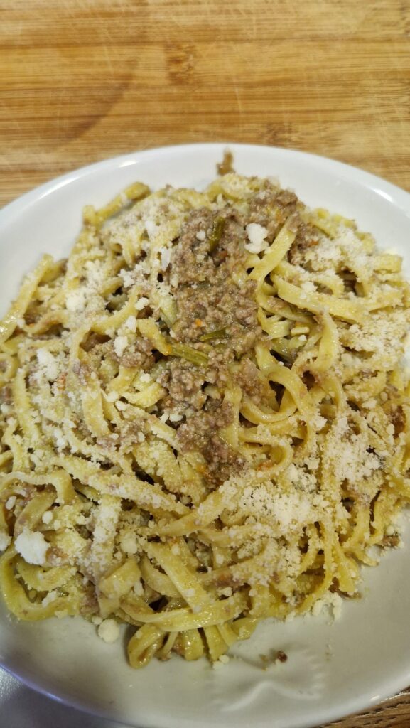 Tagliatelle al ragù bianco di cacciagione