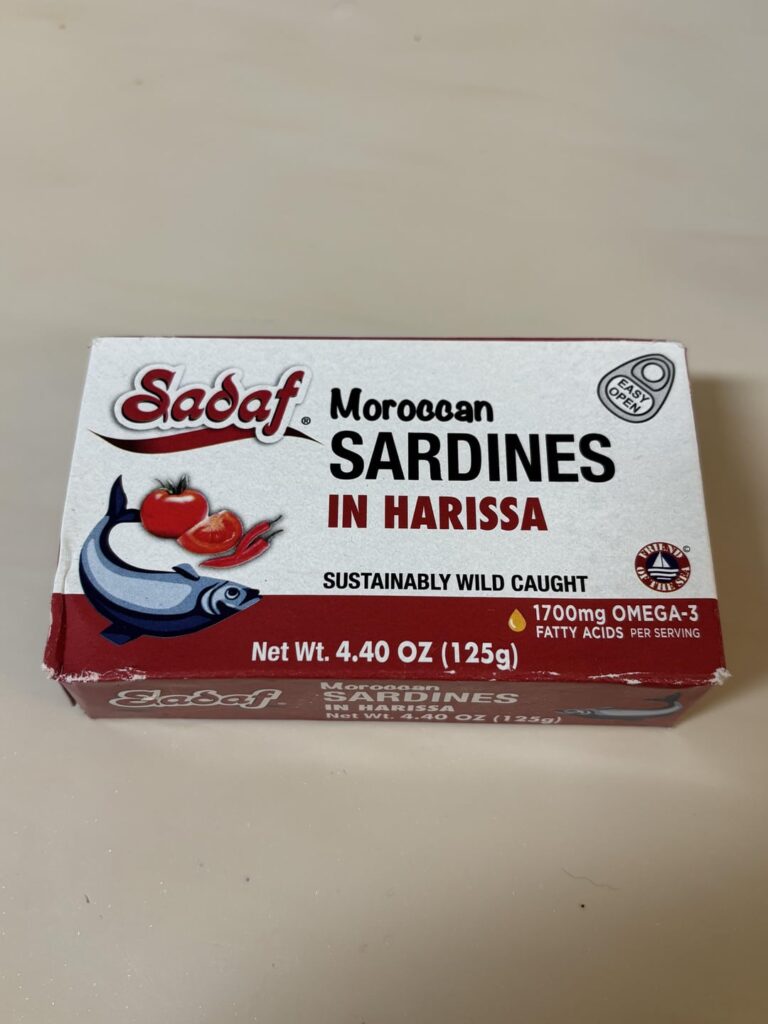 Sadaf brand Moroccan Sardines in Harissa Barbari Bread Sandwich with Ajvar-Hummus Spread and Raita