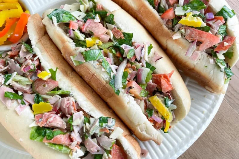 Italian chopped sandwiches on a plate