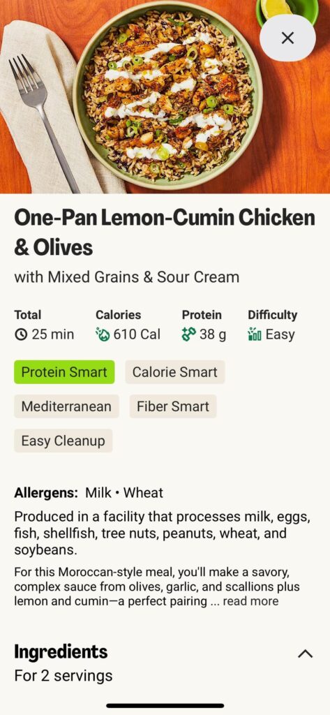 Tried two new meals this week, both had olives as ingredients, not a fan of either! Tried two new meals this week, both had olives as ingredients, not a fan of either!