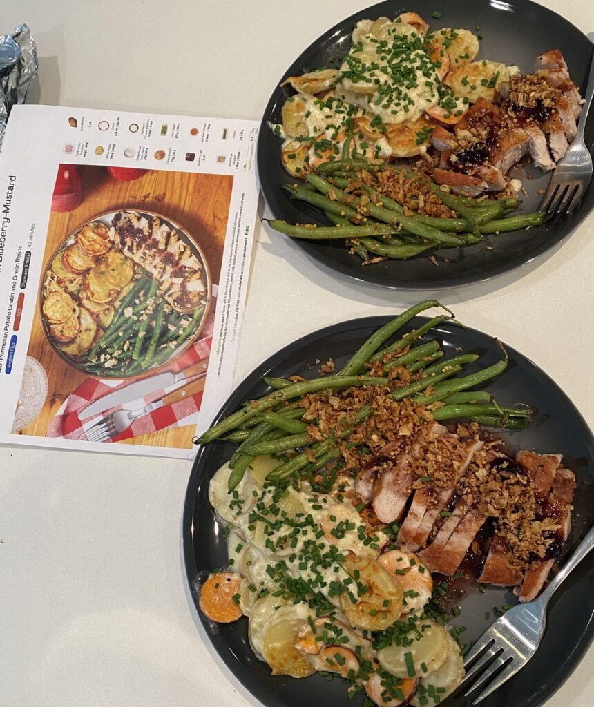 Grilled pork chops with blueberry-mustard sauce