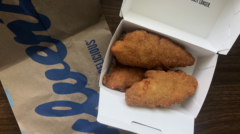 Culver's original chicken tenders in a to-go box