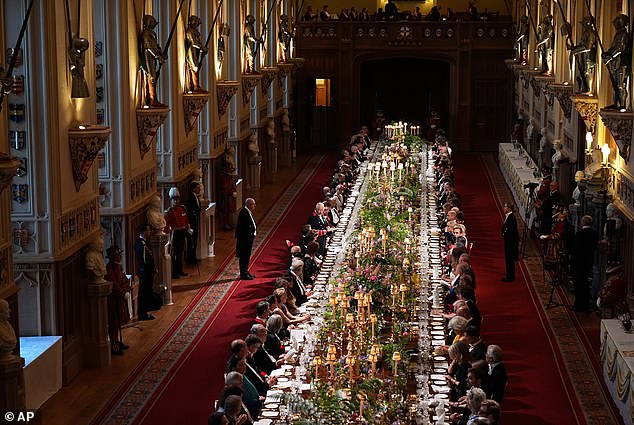 The banquet for France's President Emmanuel Macron and his wife Brigitte at Windsor Castle