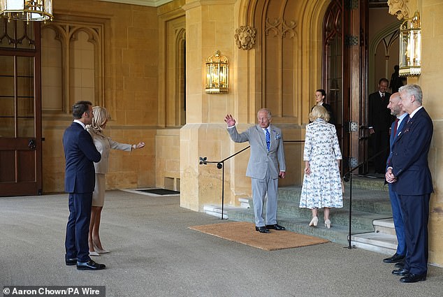 King Charles III and Queen Camilla formally bid farewell to the President of France Emmanuel Macron and his wife Brigitte Macron at Windsor Castle
