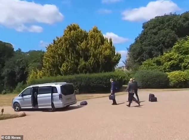 The visit has seen some awkward moments - including one of the French diplomatic vehicles setting off with its boot open, sending luggage scattering
