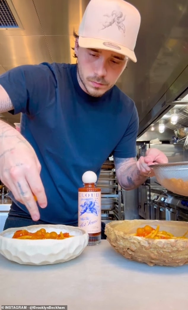 Brooklyn shared a glimpse of the industrial kitchen that's onboard the spacious yacht, which could be seen in the background of his video