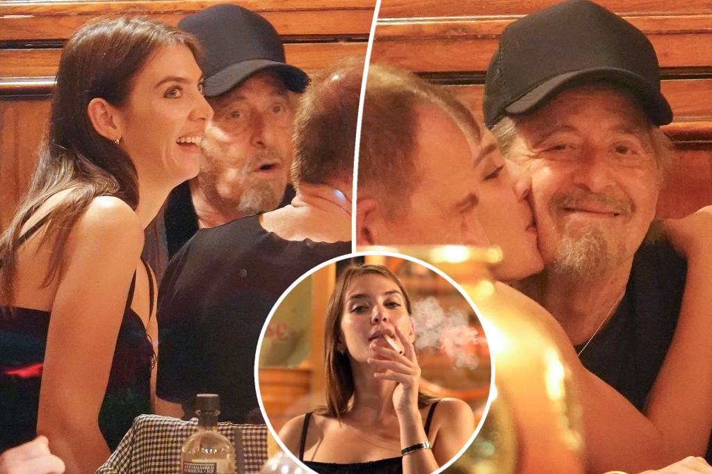 Al Pacino gets kiss from Italian journalist at dinner in Rome Al Pacino gets kiss from Italian journalist at dinner in Rome