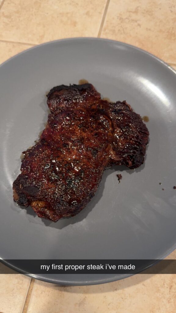 first steak in a cast iron, came out medium well but was still crazy juiced up