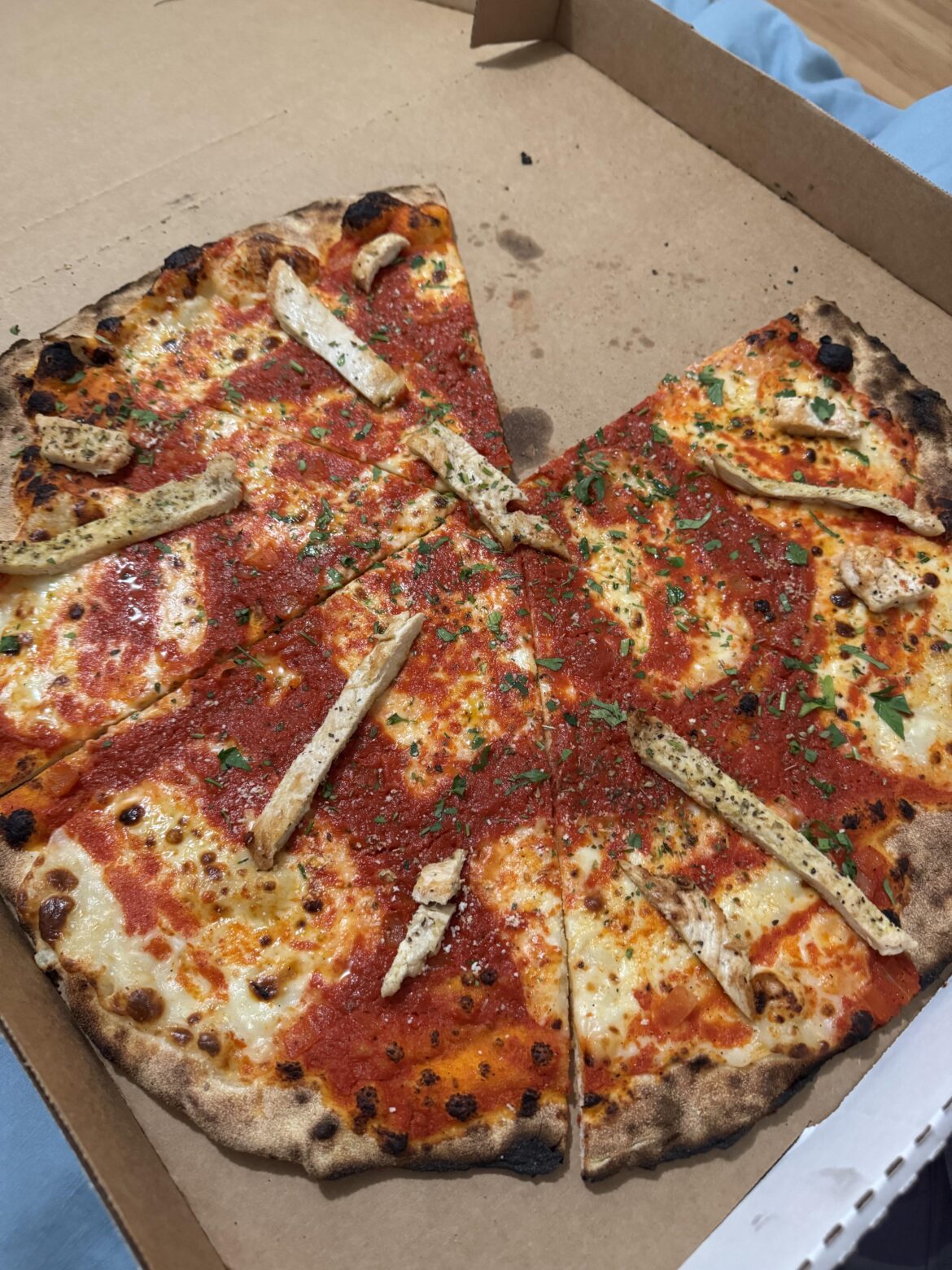 I called for a pizza with chicken and this is how I get it