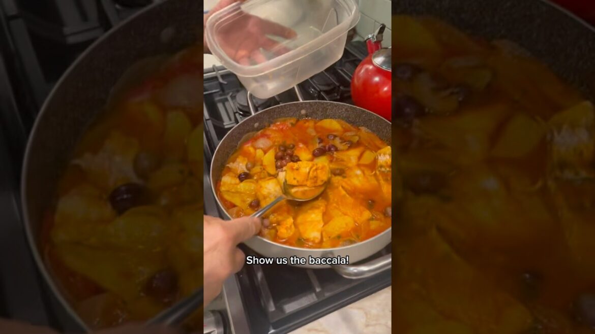 Homemade baccala with potatoes and olives!