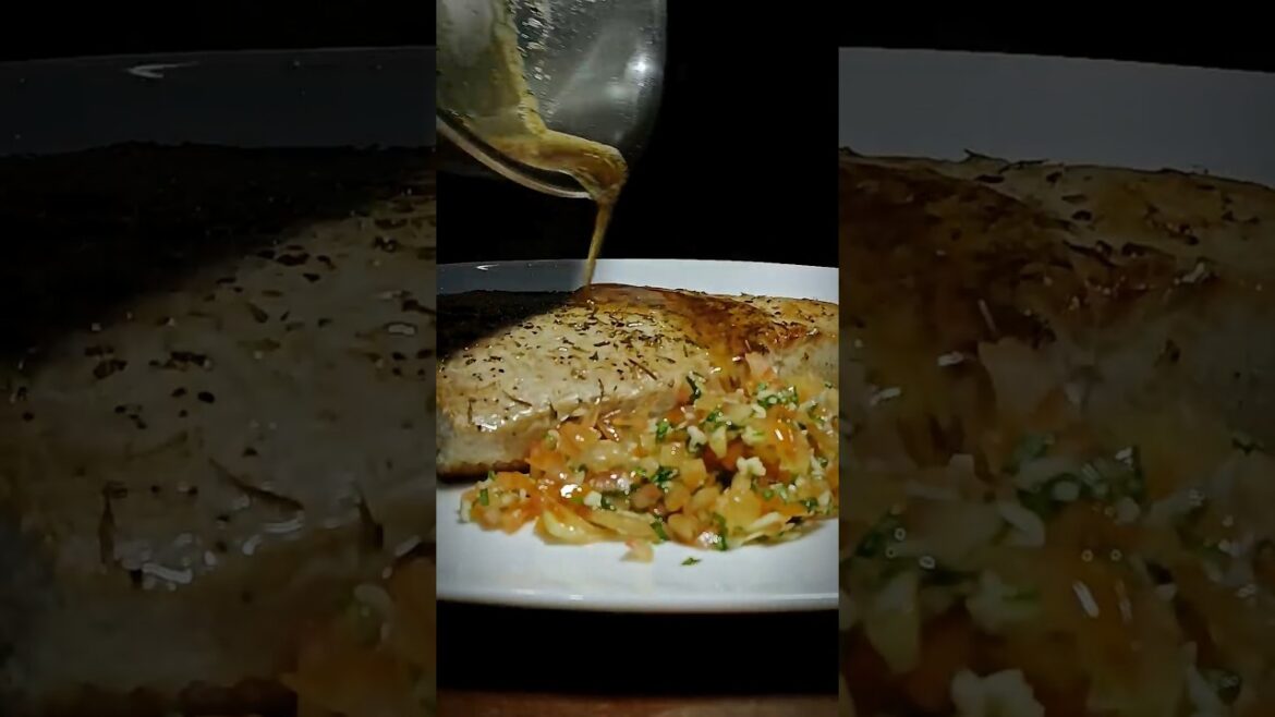 Home cooking tuna steak for dinner