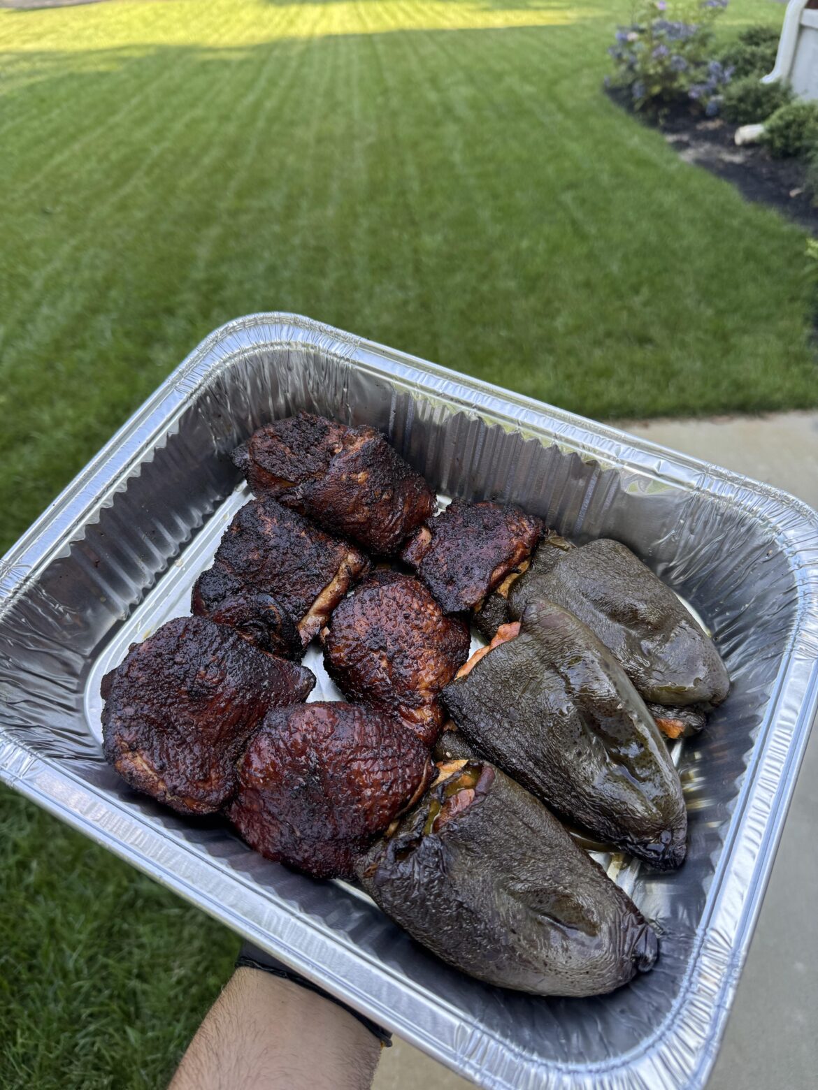 Smoked deboned skin-on chicken thigh