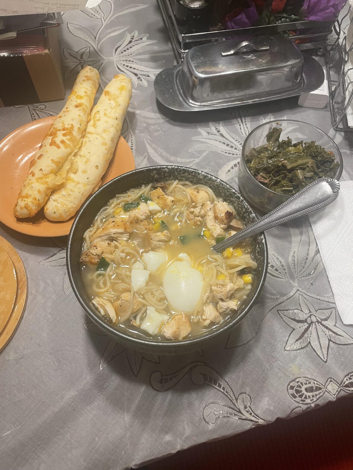 Bought fresh noodles to somewhat make my own ramen.