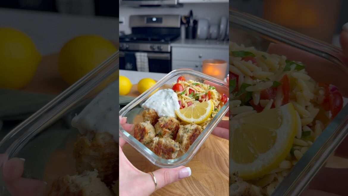Greek turkey meatballs w/ orzo salad