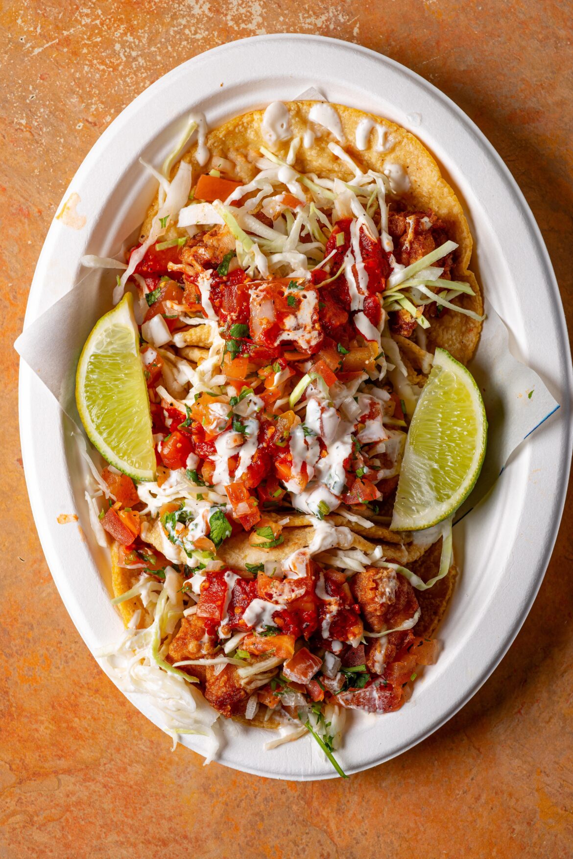 Fish and shrimp taco from Los Mariscos in NYC