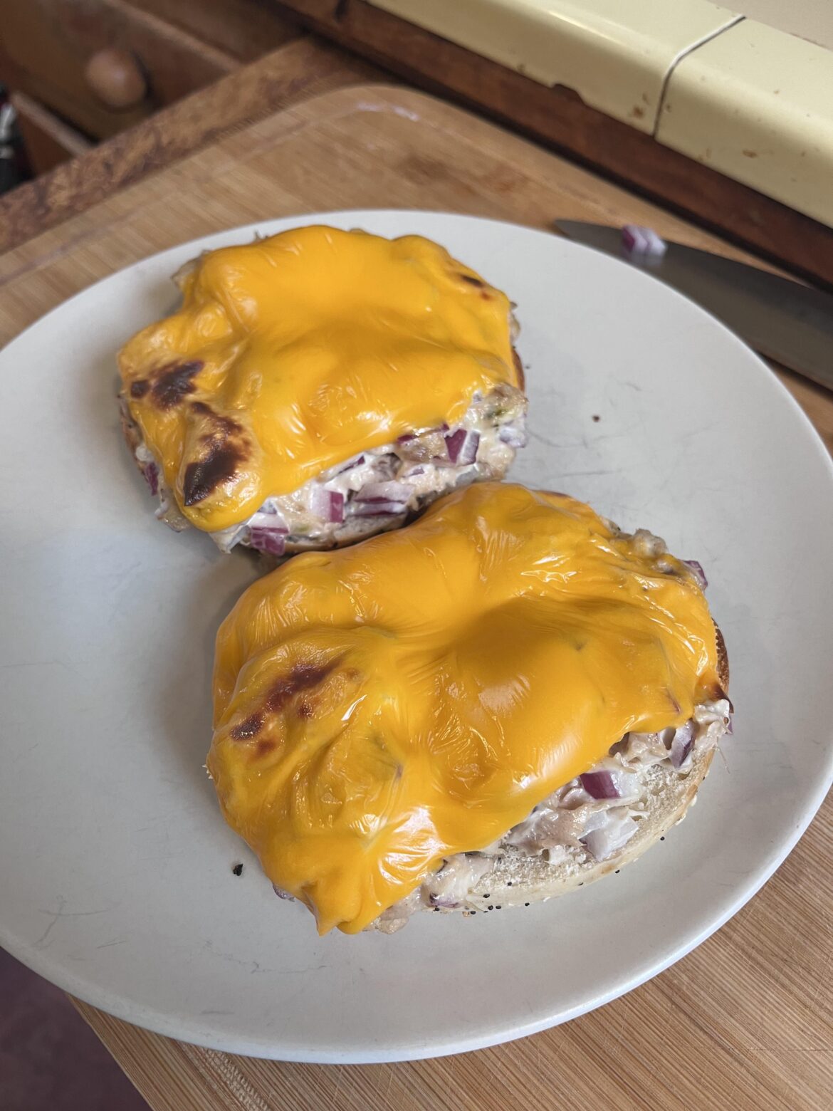 Sometimes you just go with what you got. Bagel tuna melt