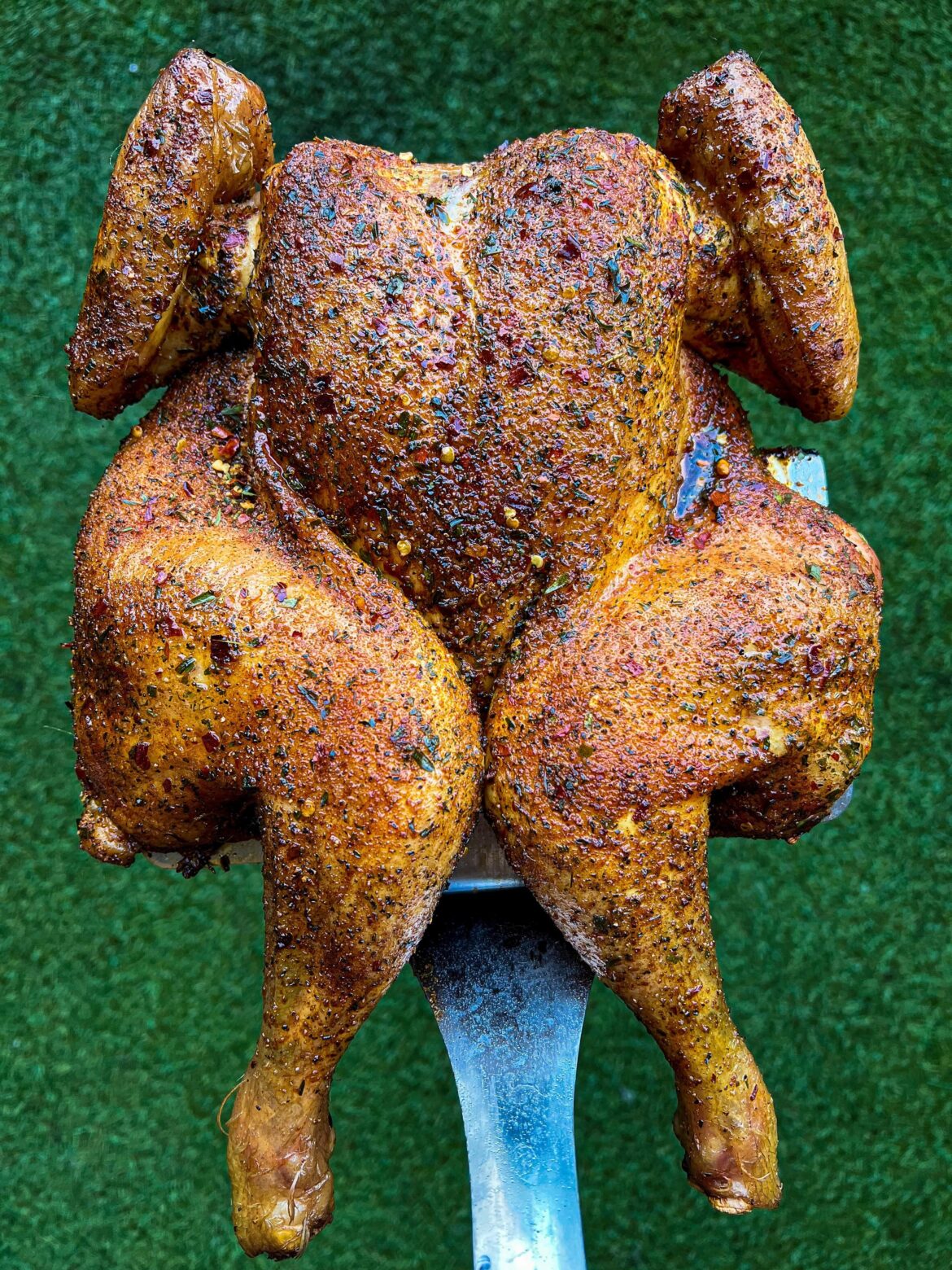 Herb butter chicken, smoked low & slow.