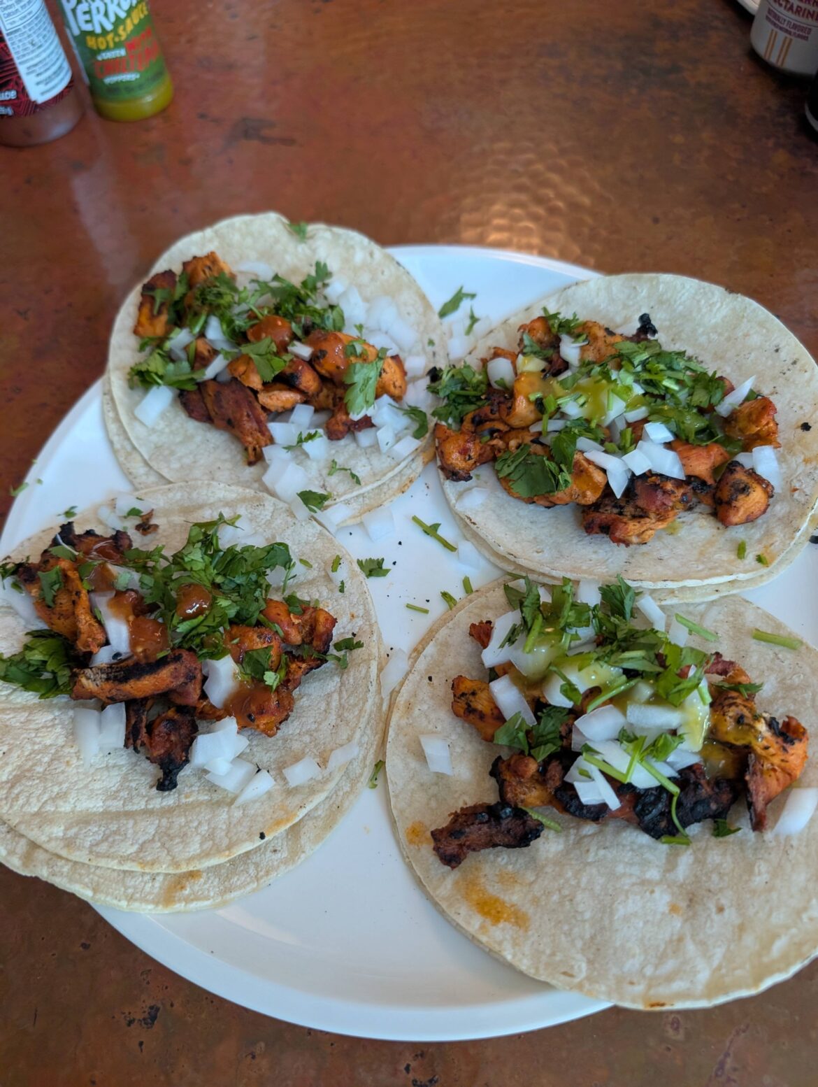 Pollo al pastor from the local market in Napa, grilled at home