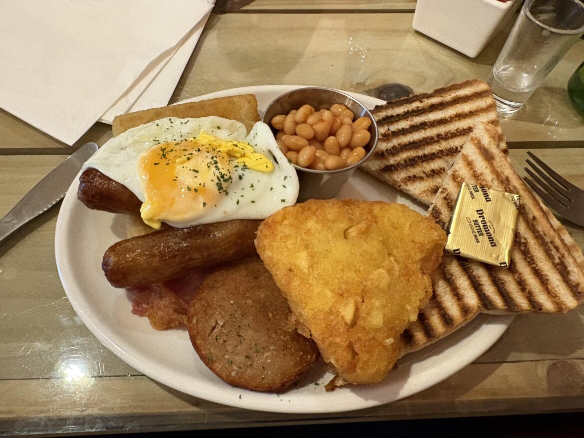 Claude’s Cafe, Derry. £12, including a shot glass of orange juice