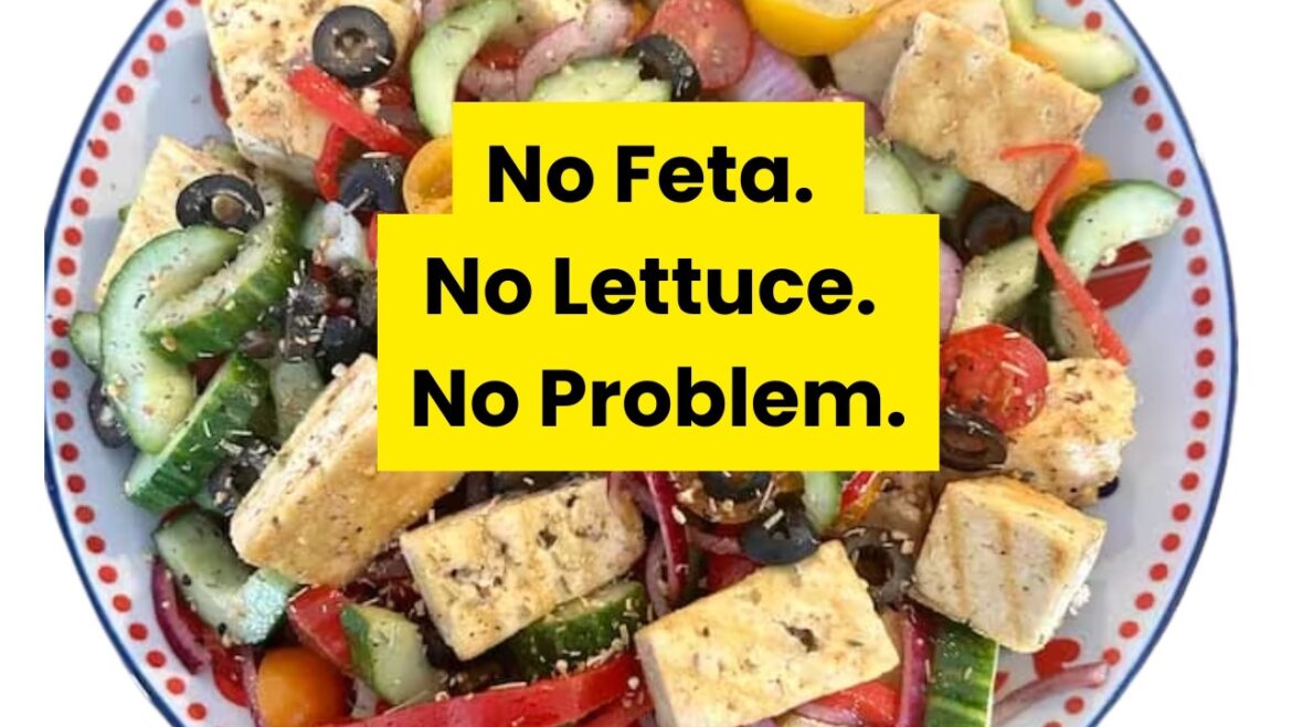 Vegan Greek Salad Without Lettuce (with Tofu Feta)