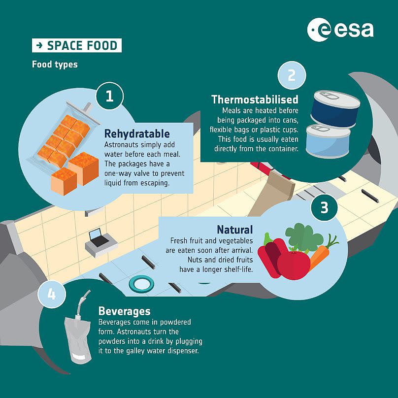 Types of food onboard the International Space Station